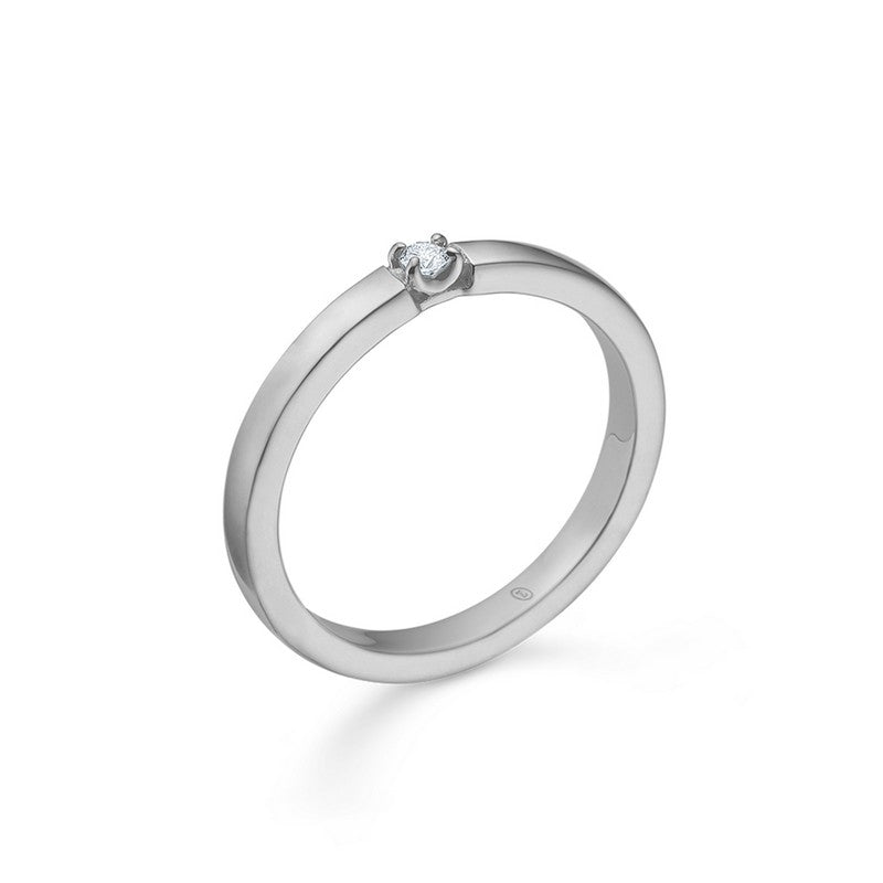 CROWN alliancering i 14 karat hvidguld med 0,04 ct diamant fra Mads Z