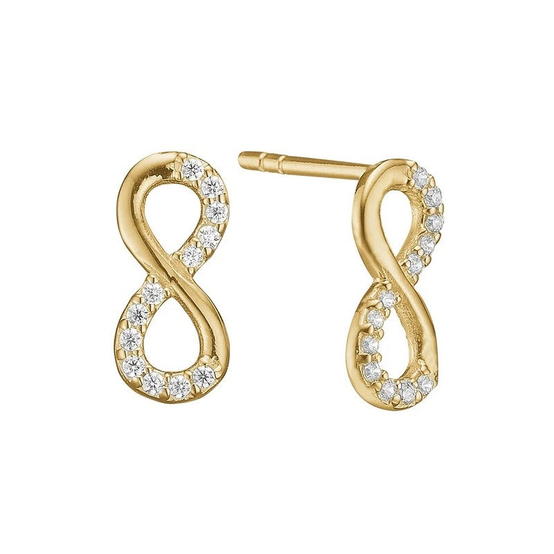 Aagaard øreringe i 8 karat guld med evighedstegn og zirkonia