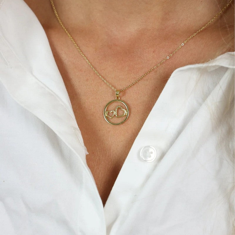 Aagaard vedhæng i 8 kt guld med hjerte og forgyldt sølvkæde 45 cm