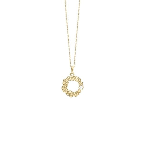 Aagaard halskæde i forgyldt sølv med tankeboblevedhæng og zirkon 45 cm