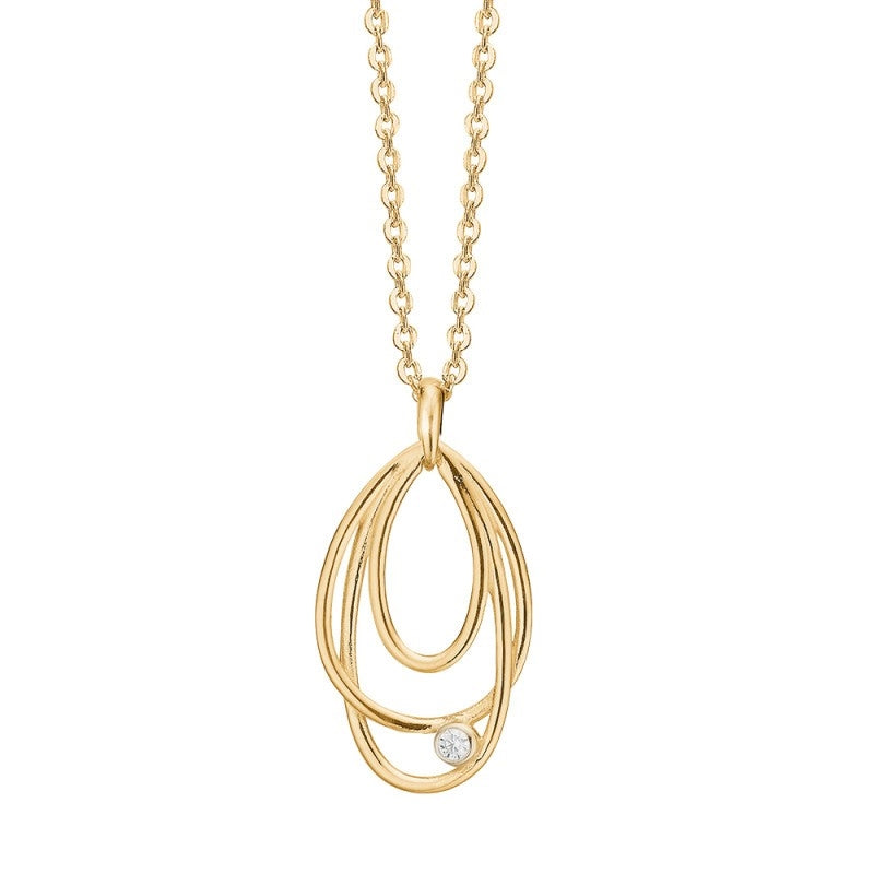Aagaard vedhæng i 14 kt guld med 0,03 ct diamant, 22 mm, inkl. forgyldt kæde 45 cm