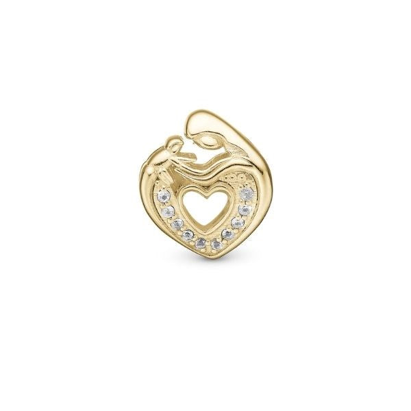 MOTHER & CHILD HEART charm i forgyldt sølv fra Christina Jewelry & Watches