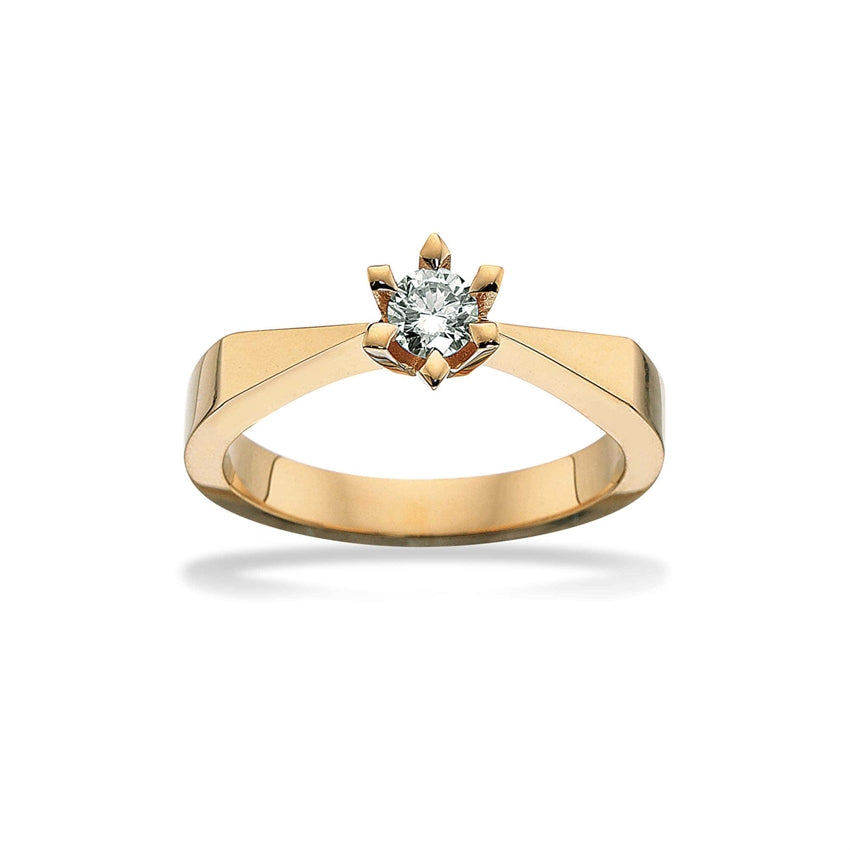 Victoria diamantring fra Scrouples i 14 kt guld med 0,05–0,50 ct TW/SI diamant i spidset design.