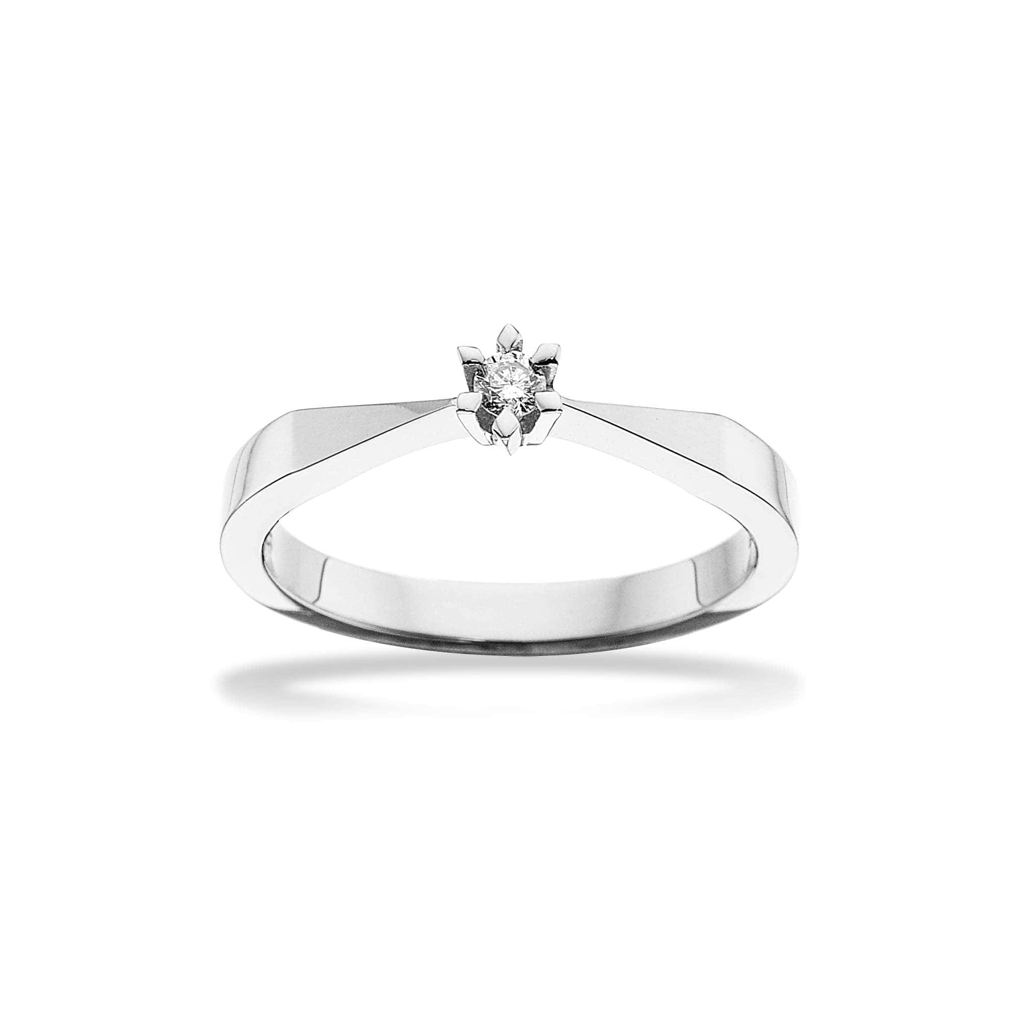 Scrouples Victoria ring i 14 kt. hvidguld med diamant – nærbillede af fatning