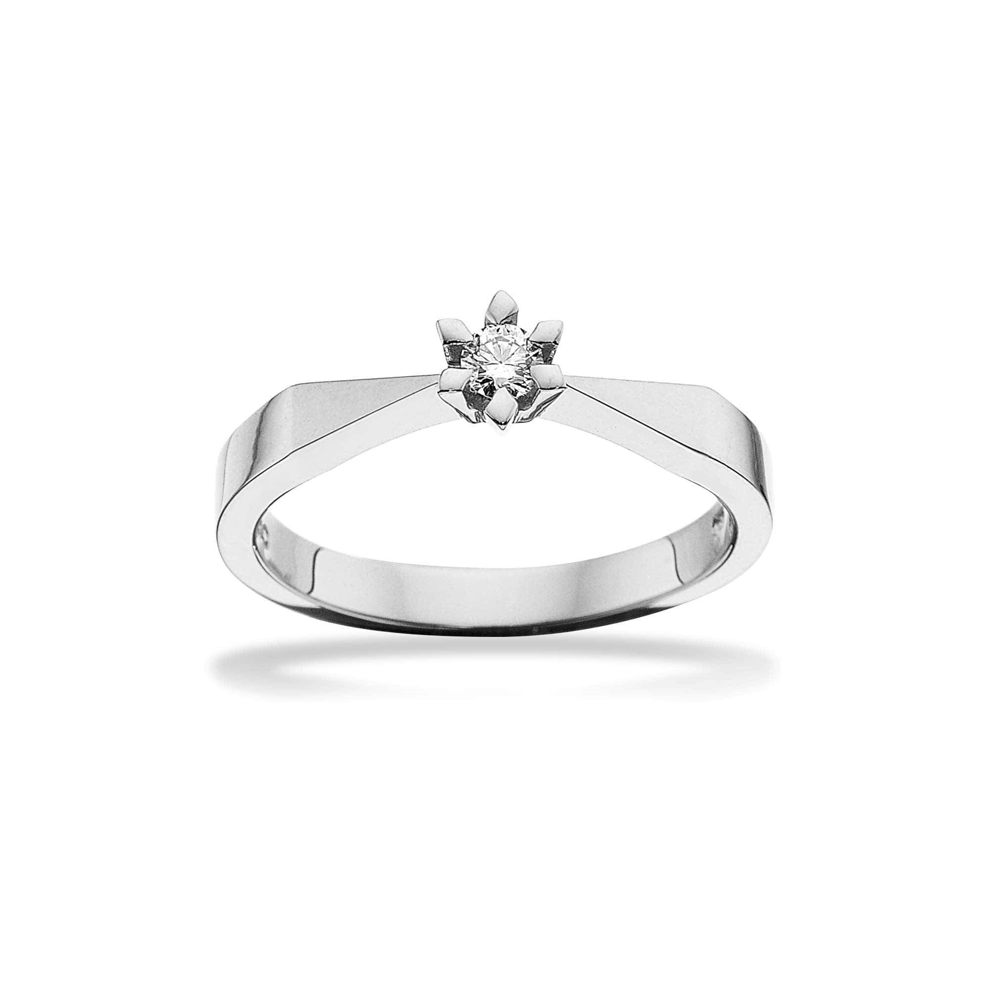 Scrouples Victoria diamantring i 14 kt. hvidguld med brillant – nærbillede af fatning
