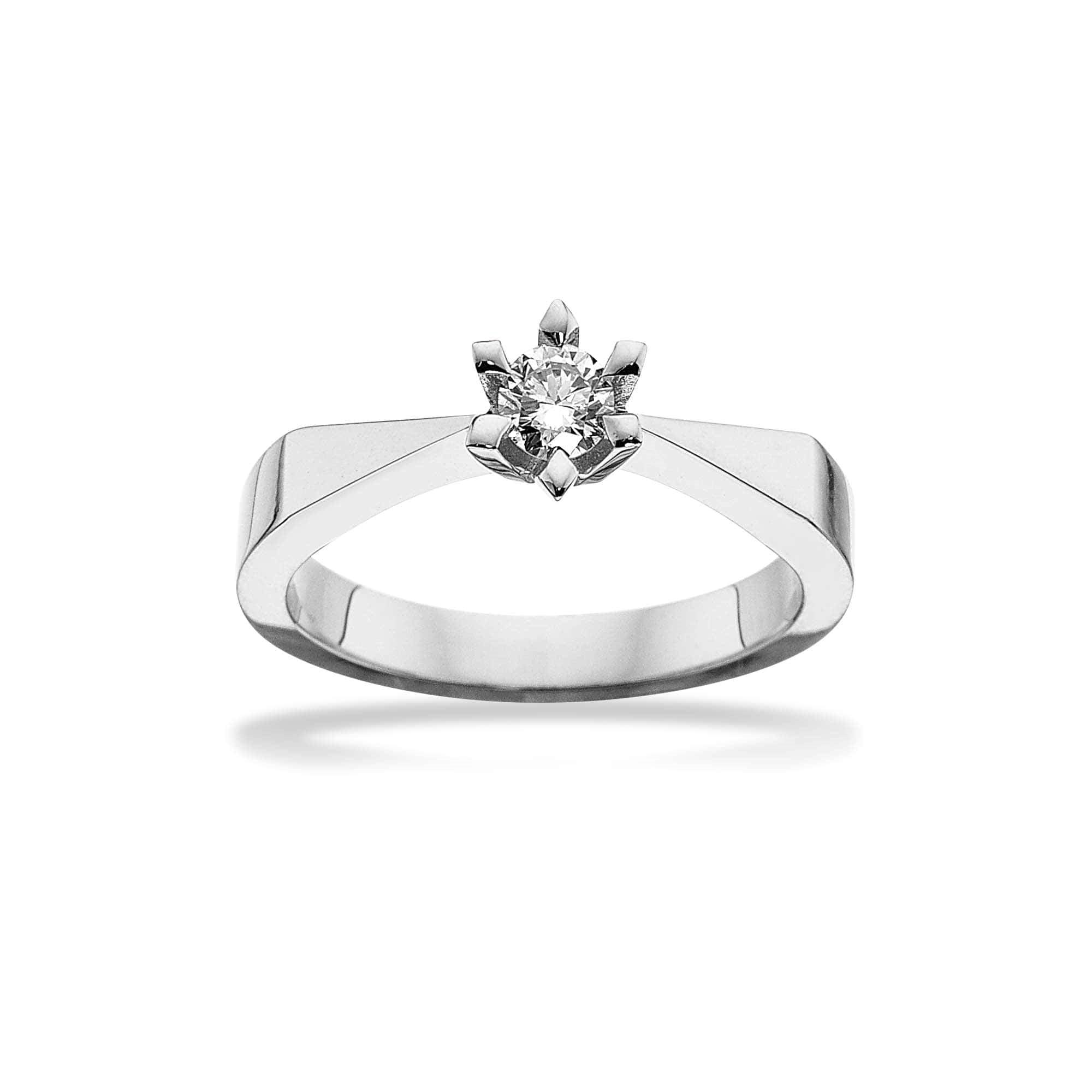 Scrouples Victoria diamantring i 14 kt. hvidguld med brillant – nærbillede af fatning