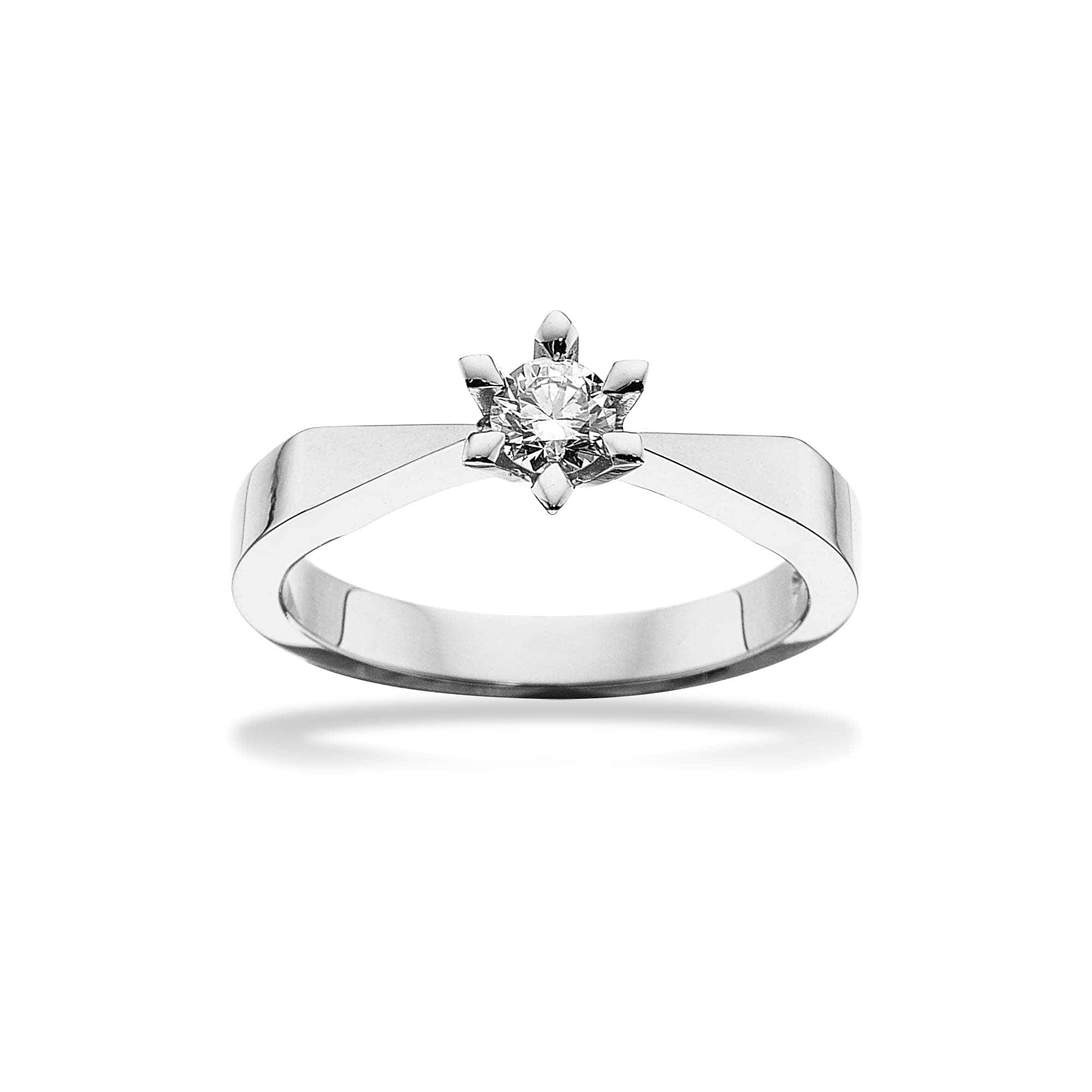 Scrouples Victoria diamantring i 14 kt. hvidguld med brilliant – liggende på flade