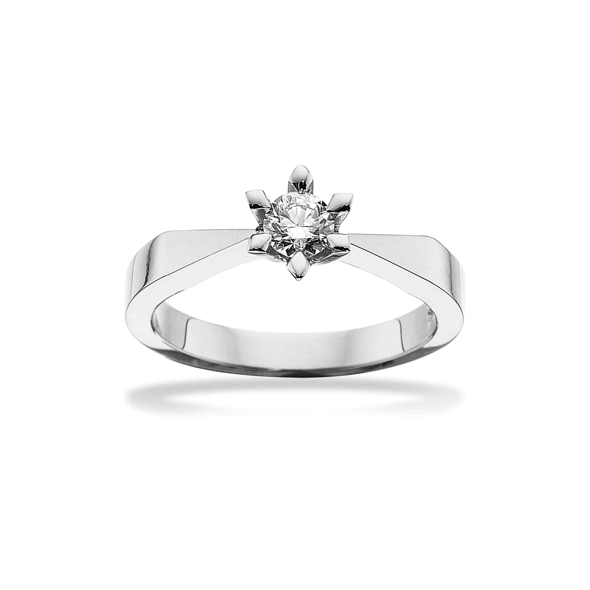 Scrouples Victoria diamantring i 14 kt. hvidguld med brillant – nærbillede af fatning
