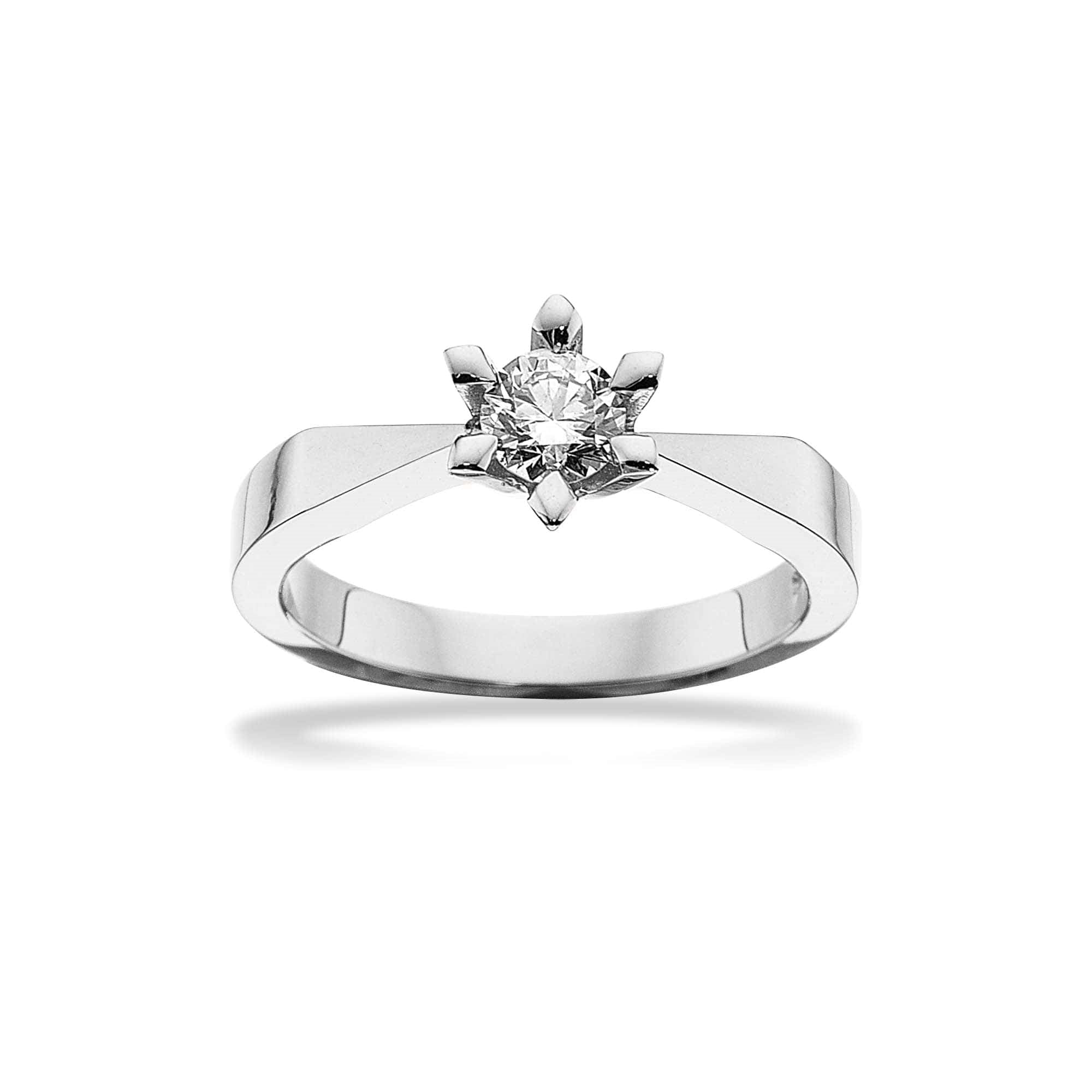 Scrouples Victoria diamantring i 14 kt. hvidguld med brillant – nærbillede af fatning