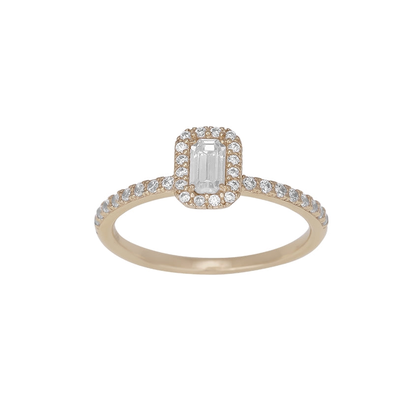 Siersbøl ring i 8 kt guld med firkantet zirkonia