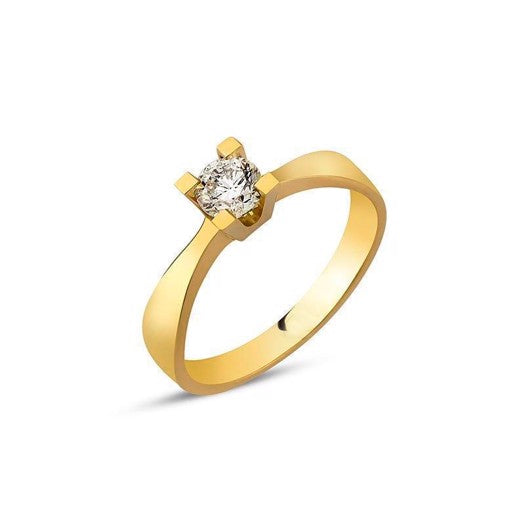 Nuran diamantring i 14 karat guld med 0,25 ct diamant i klassisk solitaire-design.