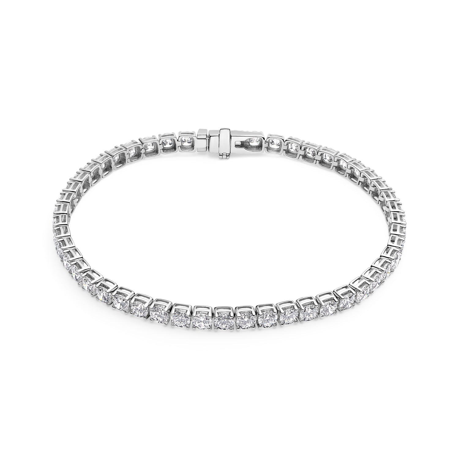 Sif Jakobs Diamante tennisarmbånd i 14 karat hvidguld med rundslebet lab-grown diamanter 16–19 cm.