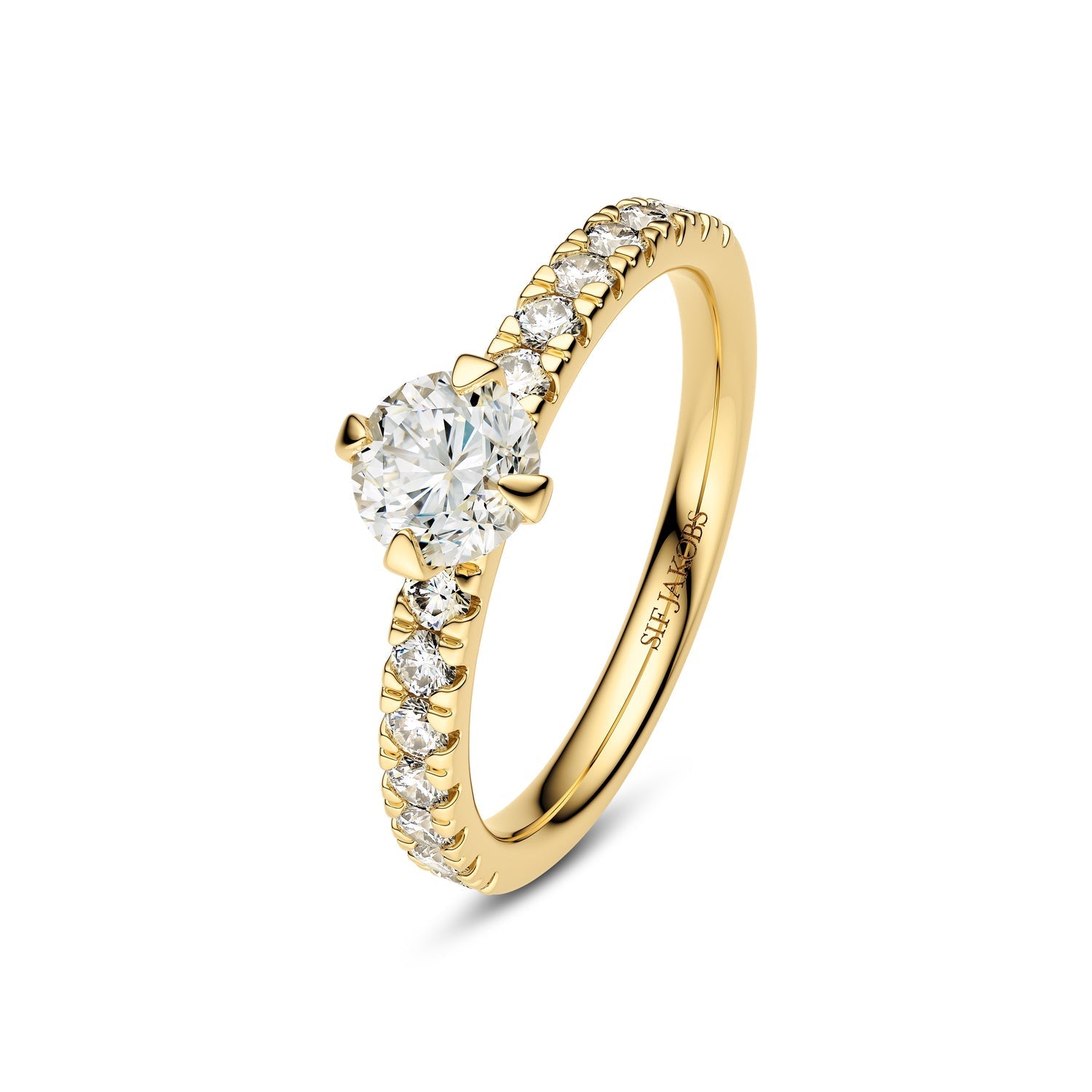 Venice solitaire altro diamantring fra Sif Jakobs Jewellery i 14 karat guld med runde hvide lab-grown diamanter i pavé-fatning.