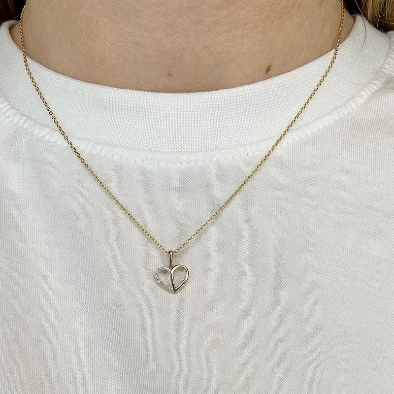 Siersbøl hjertevedhæng i 14 kt guld med diamanter