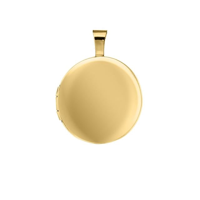 Siersbøl rund medaljon i påvalset 14 kt guld med forgyldt sølvkæde 45 cm