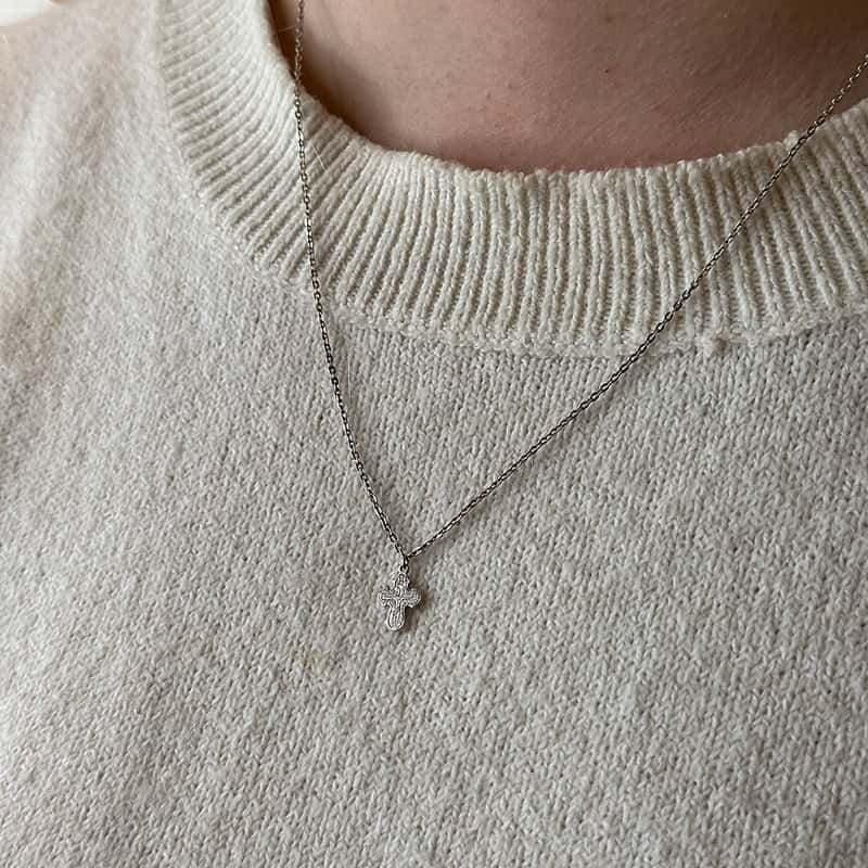 Siersbøl Dagmarkors i sterlingsølv 8x10 mm med kæde