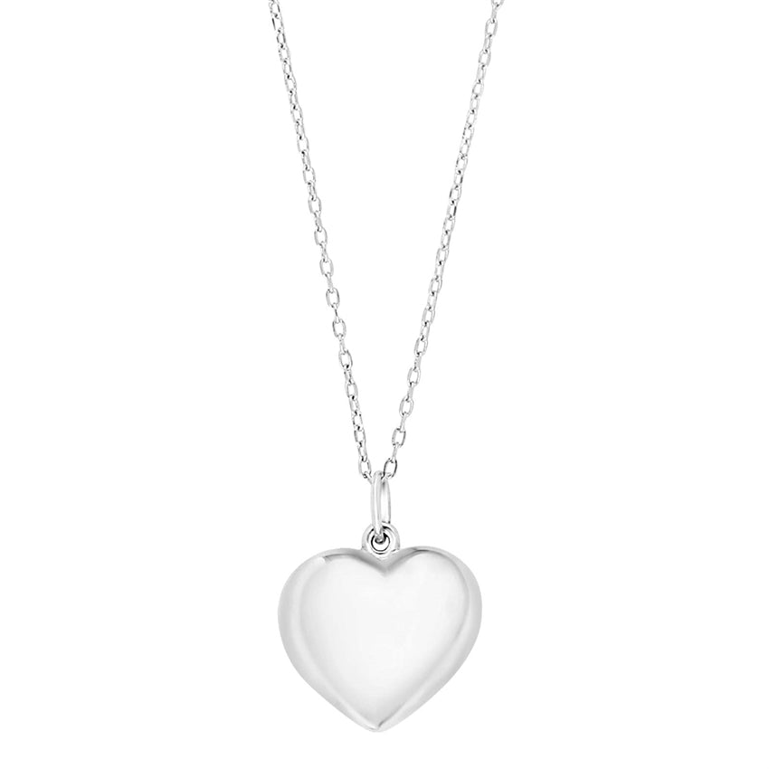 Hjerte halskæde i rhodineret 925 sterlingsølv fra Nordahl Jewellery med klassisk, poleret vedhæng.