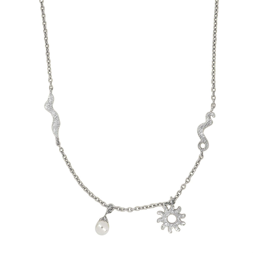 SPACE52 sølvhalskæde med solvedhæng og ferskvandsperle fra Nordahl Andersen