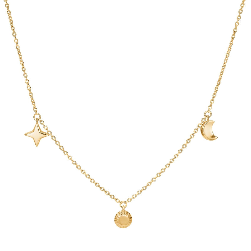 UNIVERSE52 forgyldt sølvhalskæde med symboler fra Nordahl Jewellery 42+3 cm