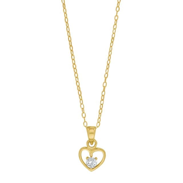 Noa Kids halskæde med hjertevedhæng i forgyldt sølv og zirkonia fra Nordahl Andersen 38+2 cm