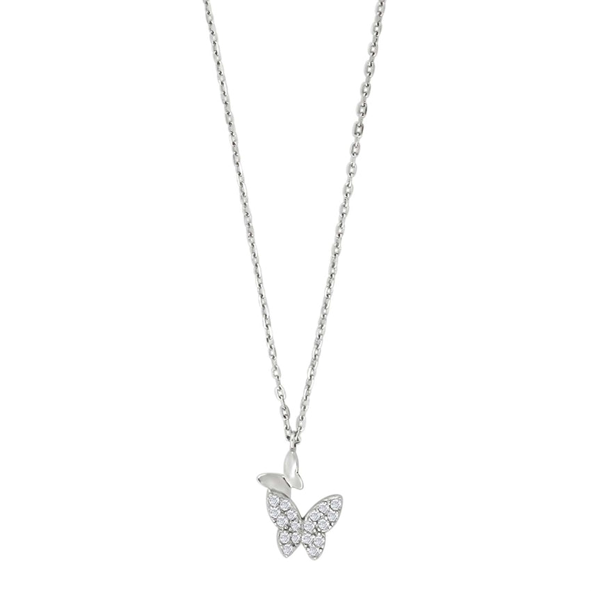 NELLIENOR halskæde i sølv med sommerfugle og zirkonia – JoanliNor