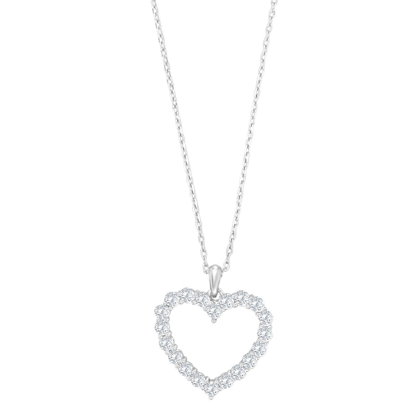 OBINOR halskæde i rhodineret sølv med zirkoniahjerte 18 mm – JoanliNor