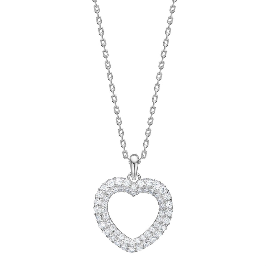 PaulaNor hjertehalskæde i sølv fra JoanliNor med klare zirkonia 42+3 cm