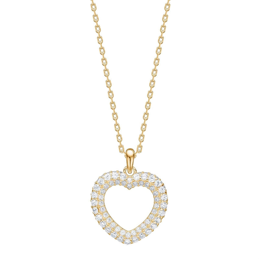 PaulaNor hjertehalskæde i forgyldt sølv fra JoanliNor med hvide zirkonia 42+3 cm