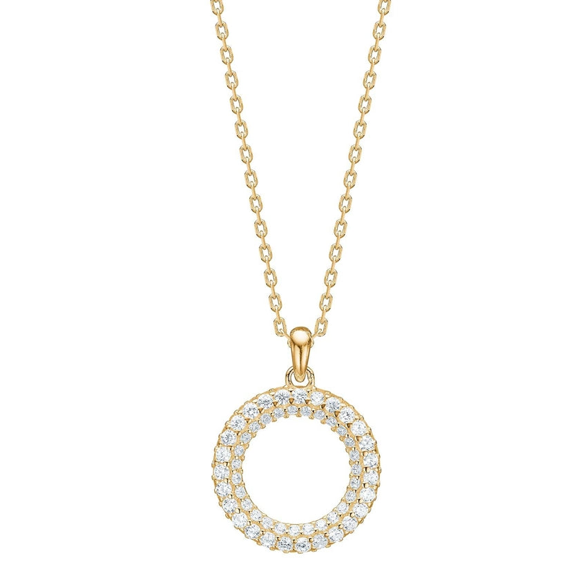 PaulaNor halskæde i forgyldt sølv fra JoanliNor med hvide zirkonia 42+3 cm