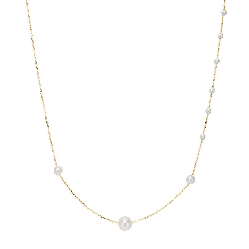 RACHELNOR halskæde i forgyldt sølv med perler fra JoanliNor 42+3 cm