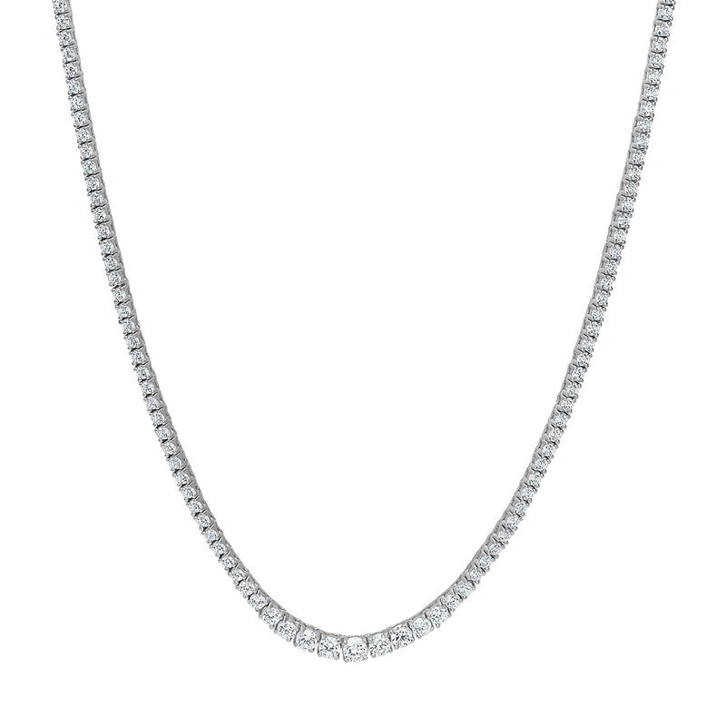 RIKKENOR tennishalskæde i sterlingsølv med zirkonia 42+3 cm – JoanliNor