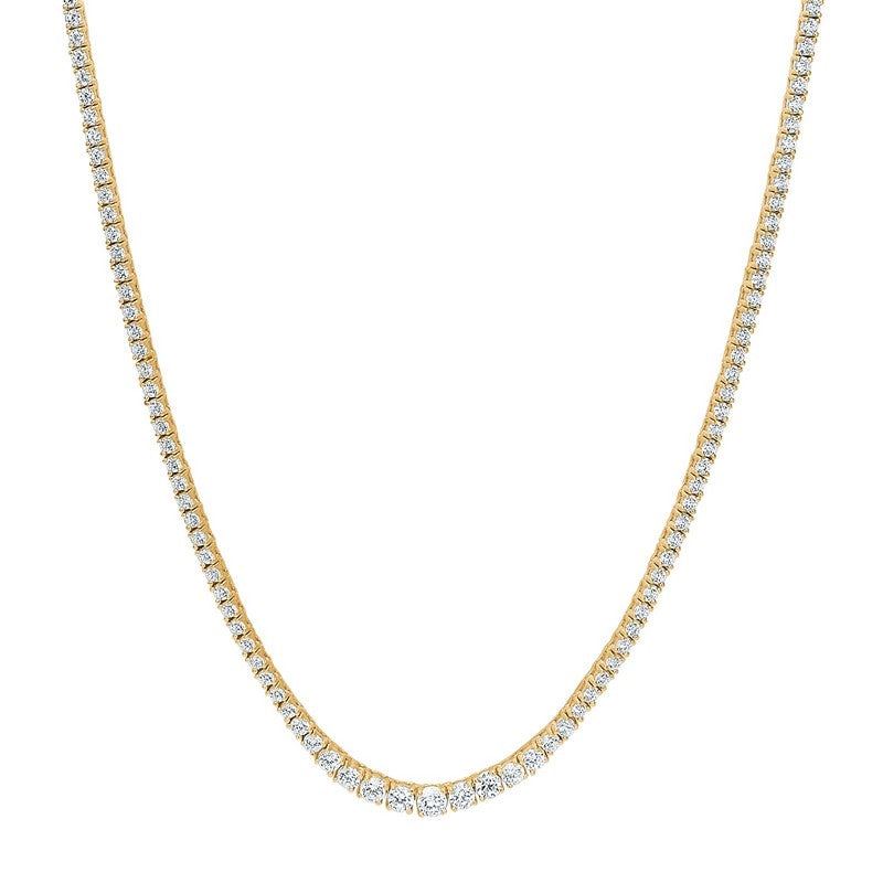 RIKKENOR tennishalskæde i forgyldt sterlingsølv med zirkonia 42+3 cm – JoanliNor