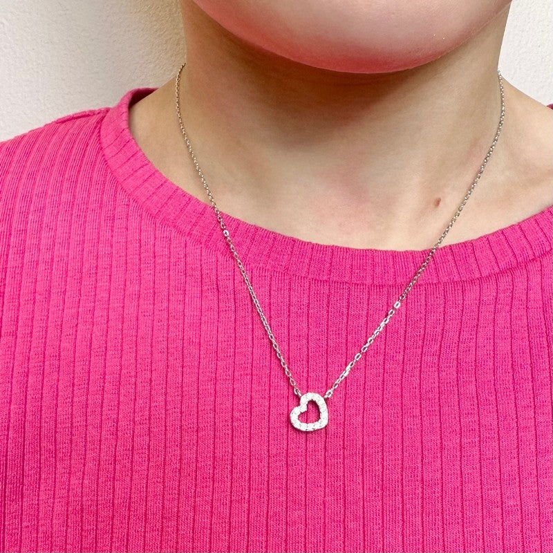 Noa Kids sølvhalskæde med hjertevedhæng og zirkonia 38+3 cm – Nordahl Andersen