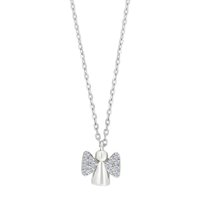 Noa Kids halskæde i rhodineret sølv med englevedhæng og zirkonia 38+3 cm – Nordahl Andersen
