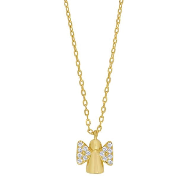 Noa Kids halskæde i forgyldt sølv med engel vedhæng og zirkonia 38+3 cm – Nordahl Andersen