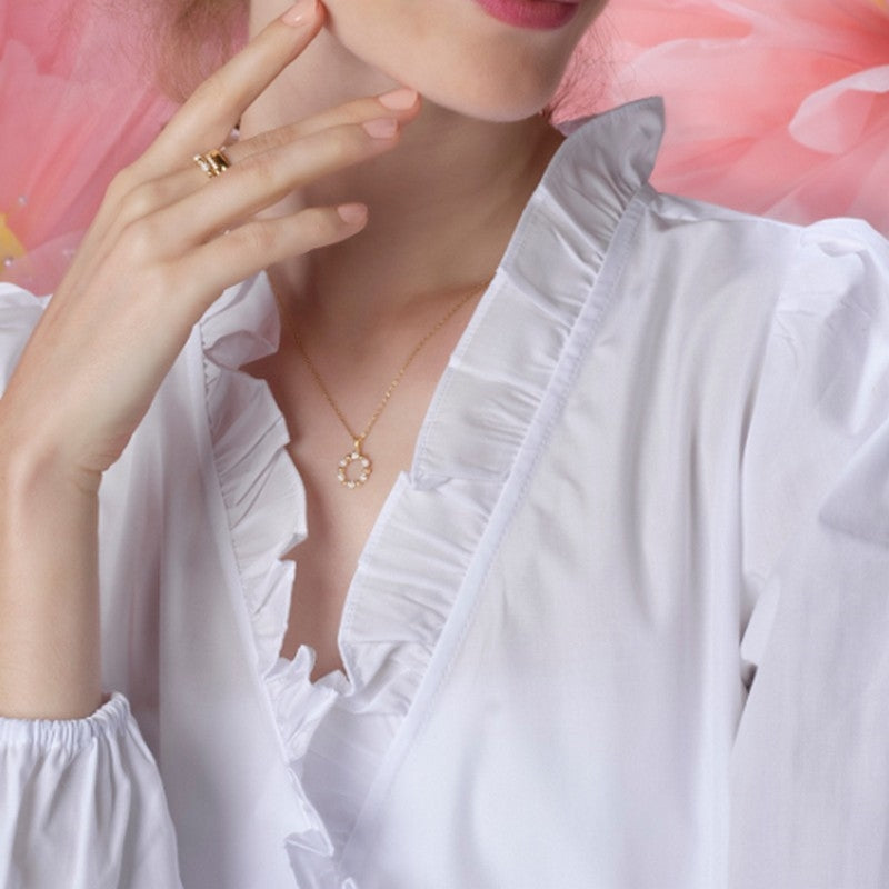 PennyNor halskæde fra JoanliNor i 18 karat forgyldt sølv med hvide zirkonia 42+3 cm