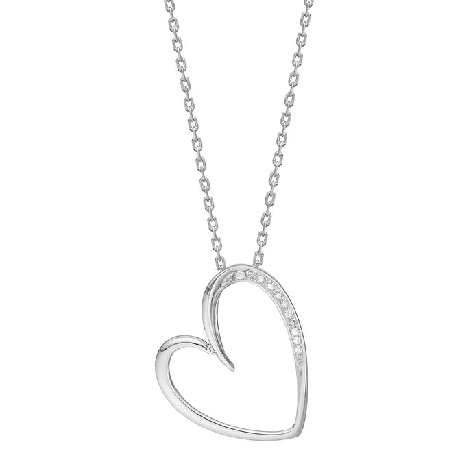 JoanliNor RIVERANOR hjertehalskæde i 18 karat forgyldt sølv med zirkonia 42–45 cm