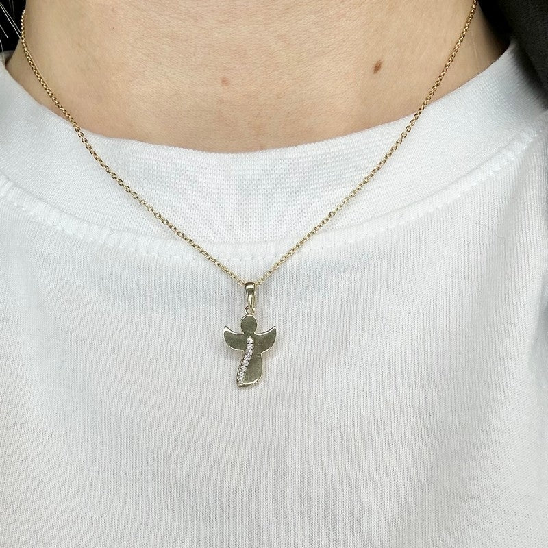 Siersbøl englevedhæng i 8 kt guld med zirkoner