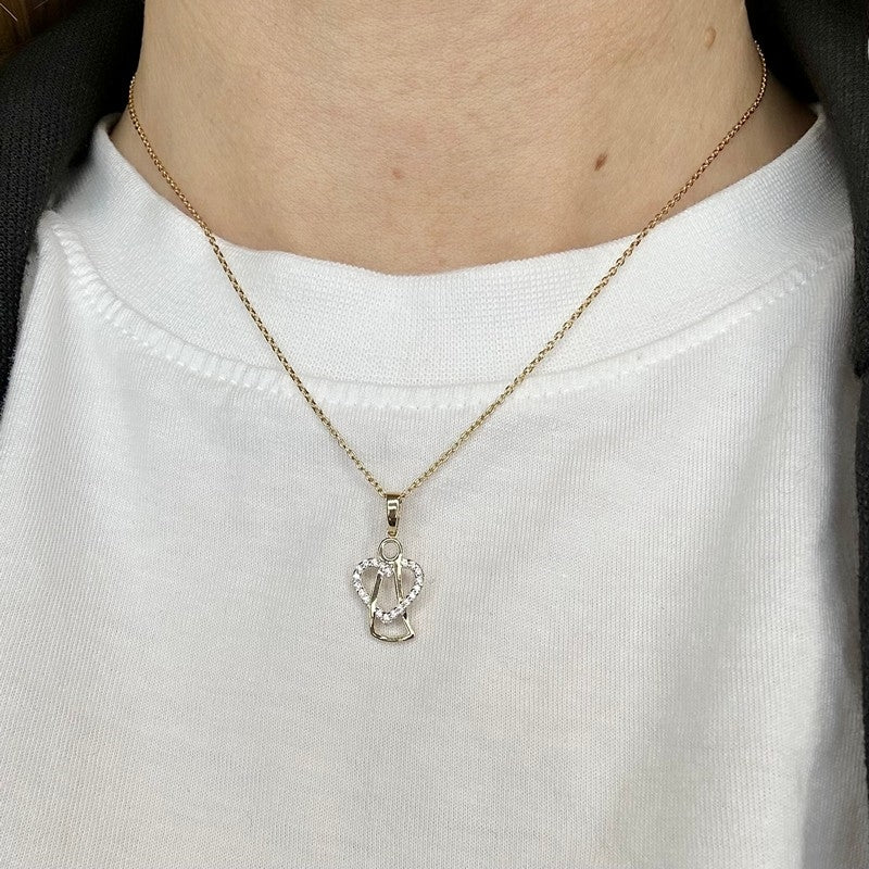 Siersbøl englevedhæng i 8 kt guld med zirkonia