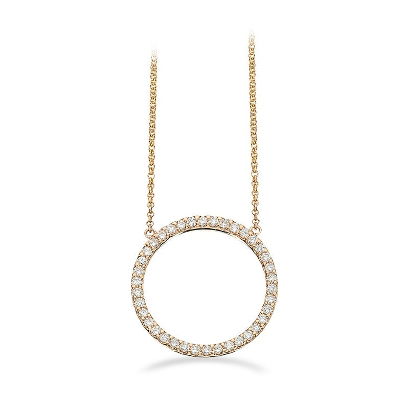 Dazzling cirkelvedhæng i 14 karat guld med 0,34 ct diamanter og kæde fra Scrouples – rundt guldsmykke med diamantindfatning.