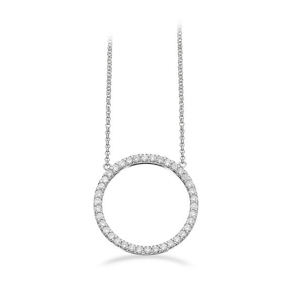 Dazzling cirkelvedhæng fra Scrouples i 14 karat hvidguld med 0,34 ct diamanter og sølvkæde.
