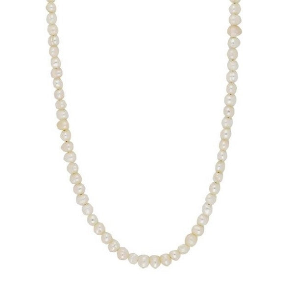 Siersbøl halskæde med ferskvandsperler 4 mm og rhodineret sølvlås, 42+3 cm.