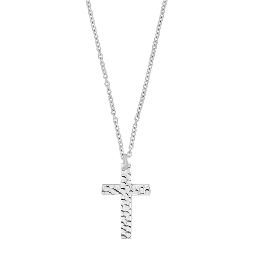 Son of Noa halskæde fra Nordahl Andersen i rustfrit stål med hamret korsvedhæng.