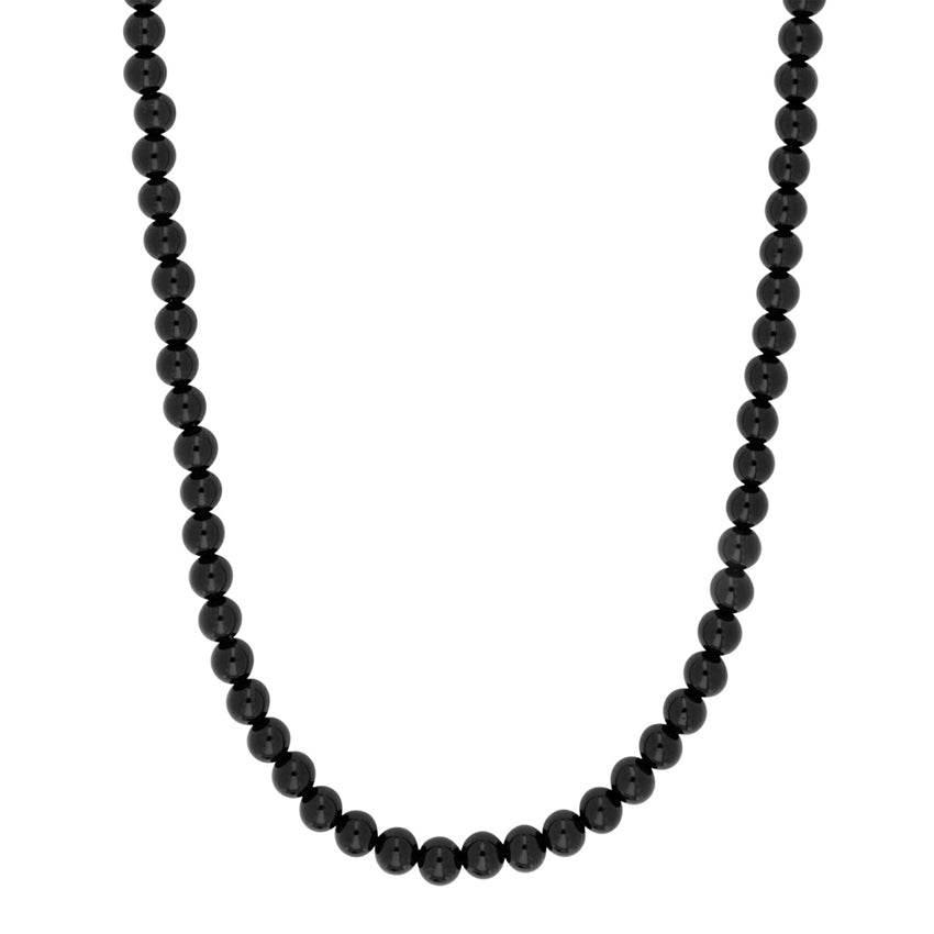 Son of Noa halskæde i stål med sorte agatperler, 6 mm