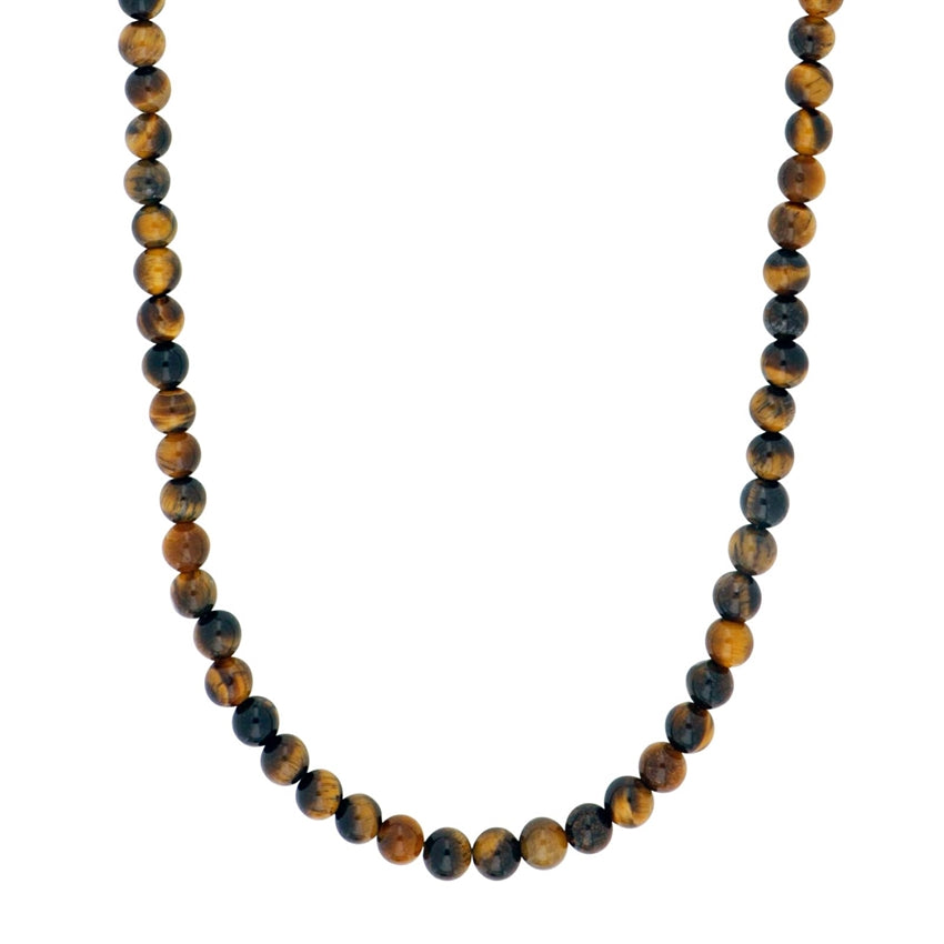 Son of Noa halskæde fra Nordahl Andersen i stål med 6 mm tigerøje perler.