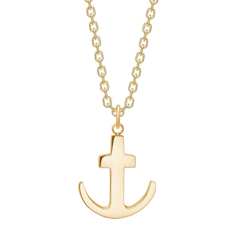 Son of Noa halskæde i stål med anker vedhæng og IP guld belægning 55+5 cm
