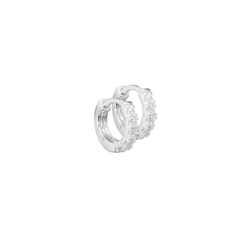 Aqua Dulce Darling creoler i 925 sterling sølv med klare zirkonia, diameter 10 mm.