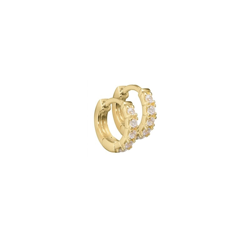 Aqua Dulce Darling Hoop forgyldte sølvcreoler 10 mm med klare zirkonia.