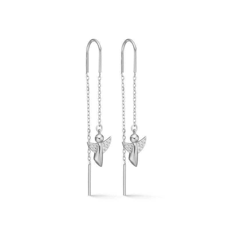 Me & My Angel sølvøreringe 32 mm fra Mads Z i rhodineret sterlingsølv med pavé-indfattede sten.