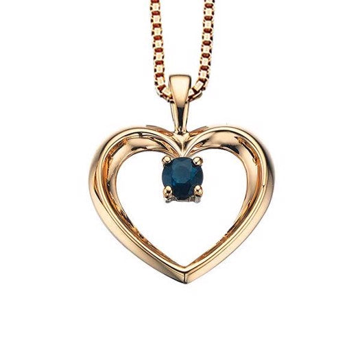 Scrouples hjertevedhæng i 14 kt guld med safir